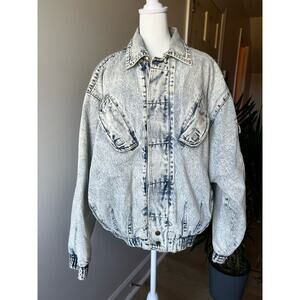 RARE Bruno 80s Acid Wash Denim Bomber size Medium